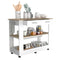 Cala Kitchen Island 46, Six Casters, Two Drawers, Lower Open Shelf -White / Light Oak - Supfirm