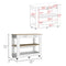 Cala Kitchen Island 46, Six Casters, Two Drawers, Lower Open Shelf -White / Light Oak - Supfirm