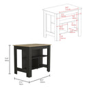 Cala Kitchen Island, Four Legs, Three Shelves -Black / Light Oak - Supfirm