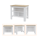 California 2 Piece Kitchen Set, Delos Kitchen Island + Barbados Pantry Cabinet , White /Light Oak - Supfirm