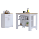 California 2 Piece Kitchen Set, Delos Kitchen Island + Barbados Pantry Cabinet , White /Light Oak - Supfirm