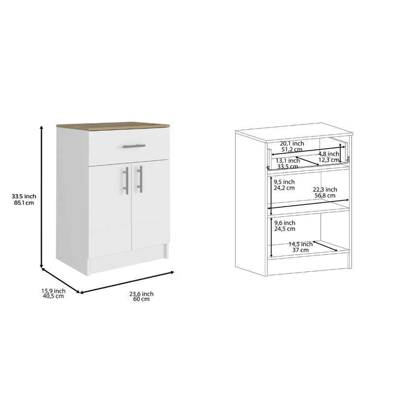 California 2 Piece Kitchen Set, Delos Kitchen Island + Barbados Pantry Cabinet , White /Light Oak - Supfirm