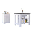 California 2 Piece Kitchen Set, Delos Kitchen Island + Barbados Pantry Cabinet , White /Onyx /Light Oak - Supfirm