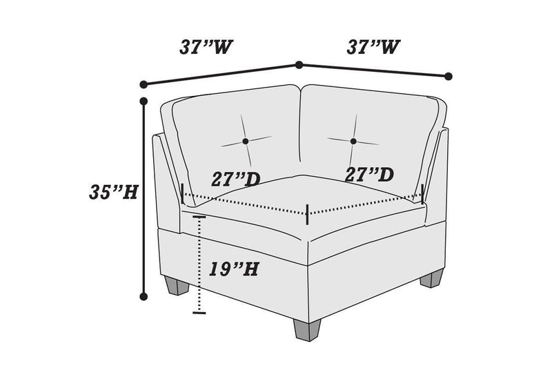 Camel Chenille Fabric Modular Sofa Set 6pc Set Living Room Furniture Couch Sofa Loveseat 4x Corner Wedge 1x Armless Chair and 1x Ottoman Tufted Back Exposed Wooden Base - Supfirm