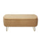 Camel Storage Ottoman Bench for End of Bed Gold Legs, Modern Camel Faux Fur Entryway Bench Upholstered Padded with Storage for Living Room Bedroom - Supfirm