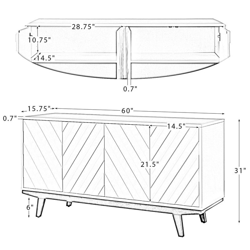 Casmo 60'' Wide Sideboard WHITE - Supfirm