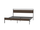 Ceres Metal Bed, Black with Walnut wood Headboard&Footboard, Common - Supfirm