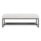 Channel Tufted Bench with Metal Shelf White Sherpa Upholstered Benches End of Bed Ottoman for Bedroom, Living Room, Entryway (White) - Supfirm