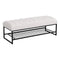 Channel Tufted Bench with Metal Shelf White Sherpa Upholstered Benches End of Bed Ottoman for Bedroom, Living Room, Entryway (White) - Supfirm