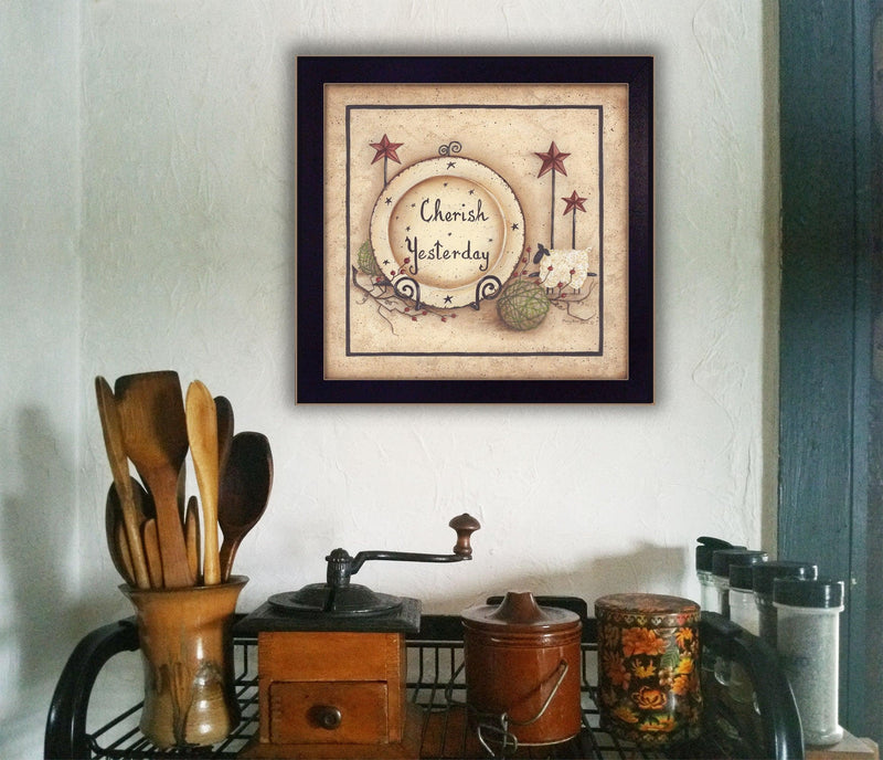 Supfirm "Cherish Yesterday" By Mary June, Printed Wall Art, Ready To Hang Framed Poster, Black Frame - Supfirm