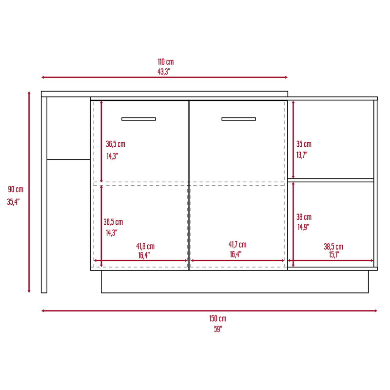 Chesterfield 2-Shelf 1-Drawer 3-Division Kitchen Island White - Supfirm