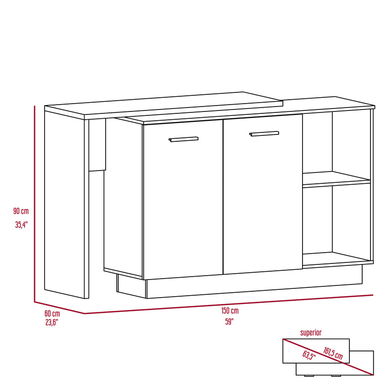 Chesterfield 2-Shelf 1-Drawer 3-Division Kitchen Island White - Supfirm