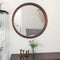 Supfirm Circle Mirror with Wood Frame, Round Modern Decoration Large Wall Mirror for Bathroom Living Room Bedroom Entryway, Walnut Brown, 24" - Supfirm