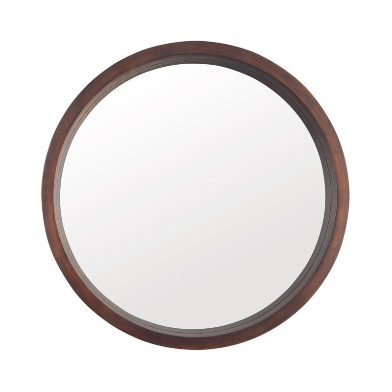 Supfirm Circle Mirror with Wood Frame, Round Modern Decoration Large Wall Mirror for Bathroom Living Room Bedroom Entryway, Walnut Brown, 24" - Supfirm