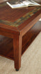 Classic Coffee Table with Bottom Shelf - Antique Focal Point - Wooden Construction, Brown Finish, Mobility - Supfirm