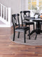 Classic Design Dining Room 5pc Set Round Table 4x side Chairs Cushion Fabric Upholstery Seat Rubberwood Black Color Furniture - Supfirm