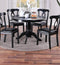 Classic Design Dining Room 5pc Set Round Table 4x side Chairs Cushion Fabric Upholstery Seat Rubberwood Black Color Furniture - Supfirm