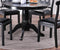 Classic Design Dining Room 5pc Set Round Table 4x side Chairs Cushion Fabric Upholstery Seat Rubberwood Black Color Furniture - Supfirm