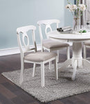 Classic Design Dining Room 5pc Set Round Table 4x side Chairs Cushion Fabric Upholstery Seat Rubberwood Furniture - Supfirm