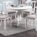 Classic Design Dining Room 5pc Set Round Table 4x side Chairs Cushion Fabric Upholstery Seat Rubberwood Furniture - Supfirm