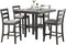 Classic Dining Room Furniture Gray Finish Counter Height 5pc Set Square Dining Table w Shelves Cushion Seat Ladder Back High Chairs Solid wood - Supfirm