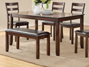 Classic Style 6pcs-Dining Set Rectangle Table 4 Side Chairs And Bench Dining Room Furniture MDF Rubber wood - Supfirm