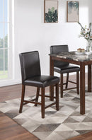 Classic Stylish Espresso Finish 5pc Counter Height Dining Set Kitchen Dinette Faux Marble Top Table and 4x High Chairs Faux Leather Cushions Seats Dining Room - Supfirm