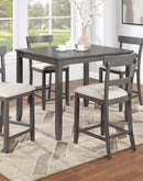 Classic Stylish Gray Natural Finish 5pc Counter Height Dining Set Kitchen Wooden Top Table and Chairs Cushions Seats Ladder Back Chair Dining Room - Supfirm