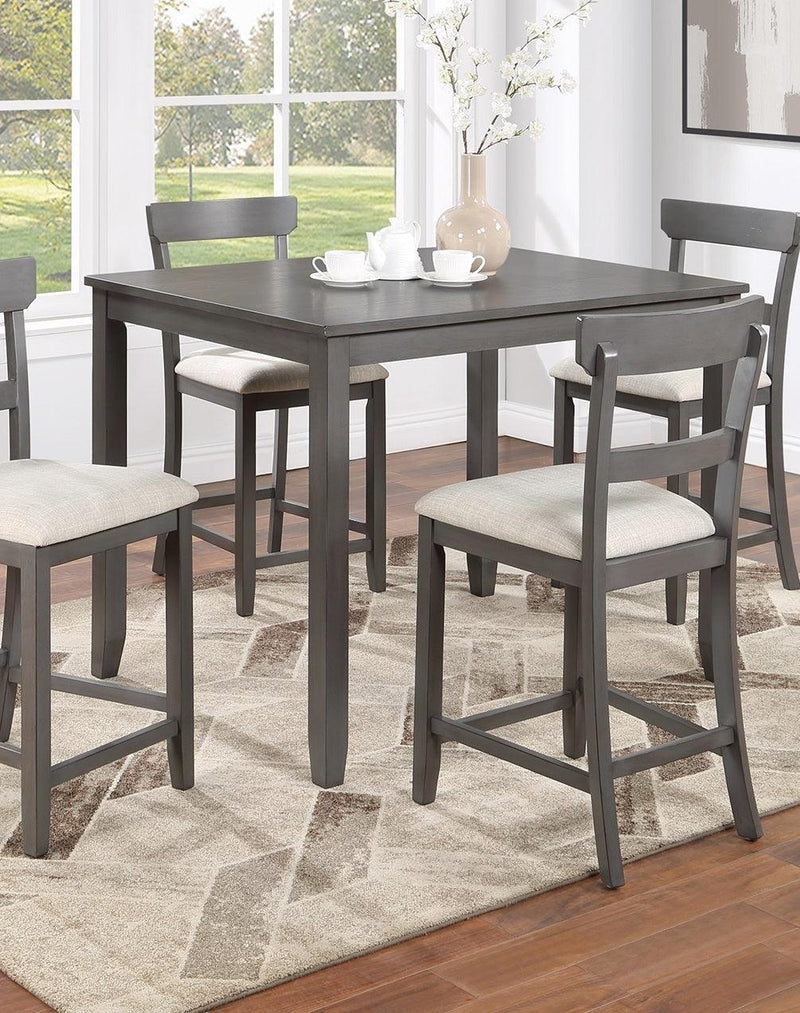 Classic Stylish Gray Natural Finish 5pc Counter Height Dining Set Kitchen Wooden Top Table and Chairs Cushions Seats Ladder Back Chair Dining Room - Supfirm