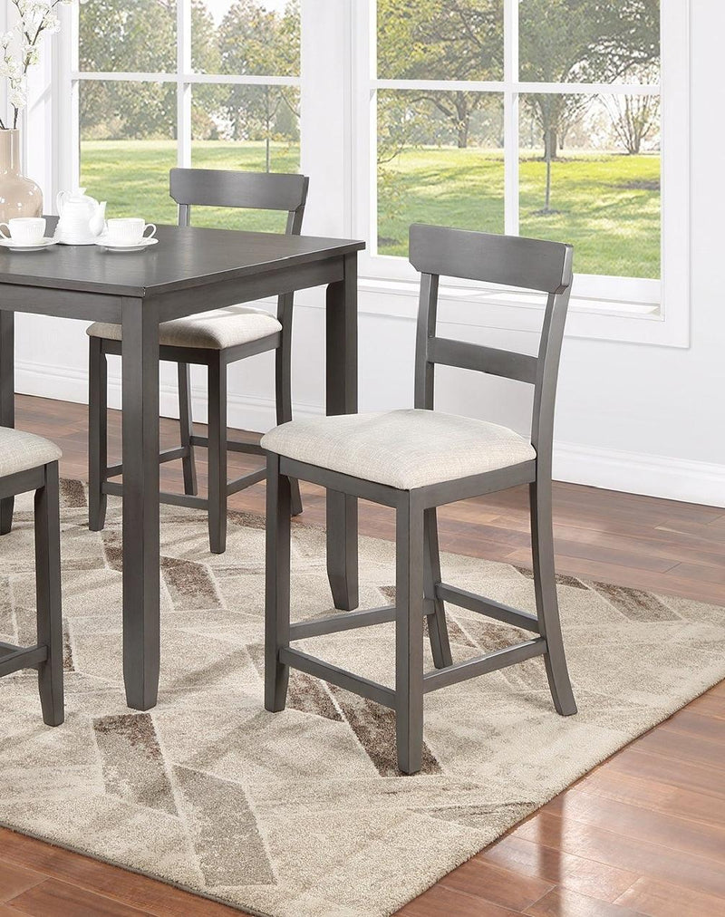 Classic Stylish Gray Natural Finish 5pc Counter Height Dining Set Kitchen Wooden Top Table and Chairs Cushions Seats Ladder Back Chair Dining Room - Supfirm