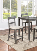 Classic Stylish Gray Natural Finish 5pc Counter Height Dining Set Kitchen Wooden Top Table and Chairs Cushions Seats Ladder Back Chair Dining Room - Supfirm