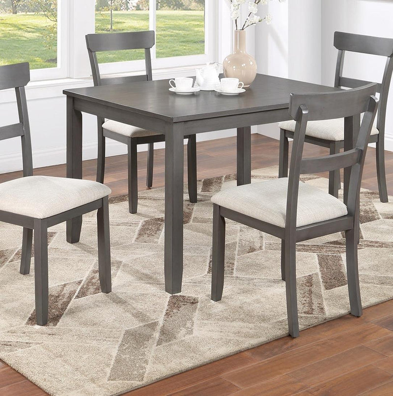 Classic Stylish Gray Natural Finish 5pc Dining Set Kitchen Dinette Wooden Top Table and Chairs Cushions Seats Ladder Back Chair Dining Room - Supfirm