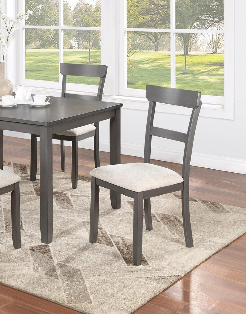 Classic Stylish Gray Natural Finish 5pc Dining Set Kitchen Dinette Wooden Top Table and Chairs Cushions Seats Ladder Back Chair Dining Room - Supfirm