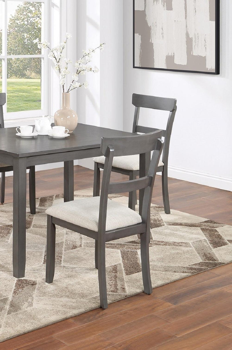 Classic Stylish Gray Natural Finish 5pc Dining Set Kitchen Dinette Wooden Top Table and Chairs Cushions Seats Ladder Back Chair Dining Room - Supfirm