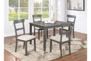 Classic Stylish Gray Natural Finish 5pc Dining Set Kitchen Dinette Wooden Top Table and Chairs Cushions Seats Ladder Back Chair Dining Room - Supfirm