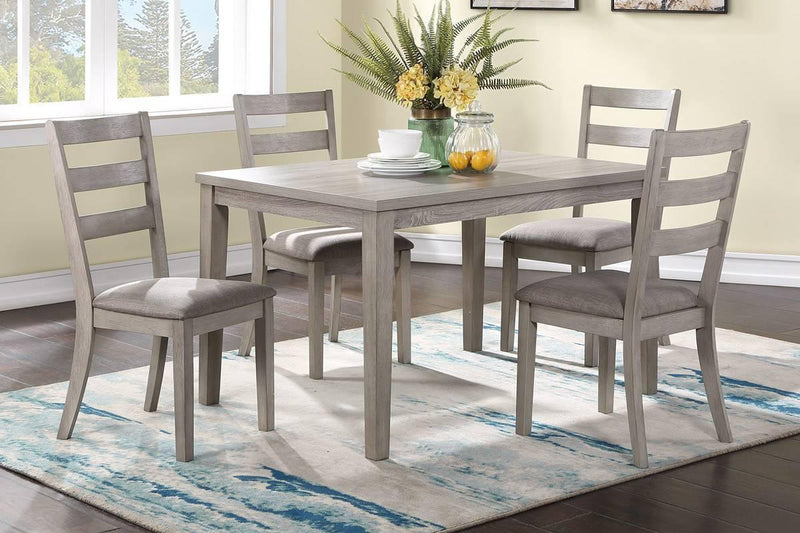 Classic Stylish Natural Finish 5pc Dining Set Kitchen Dinette Wooden Top Table and Chairs Cushions Seats Ladder Back Chair Dining Room - Supfirm