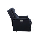 Clean Contemporary Dual-Power Recliner - Ocean Blue Leatherette, Power Footrest, Power Headrest - Easy-Care and Convenience - Supfirm