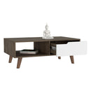 Coffee Table 2.0 Bull, One Drawer, Four Legs, Dark Brown / White Finish - Supfirm