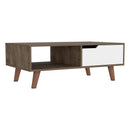 Coffee Table 2.0 Bull, One Drawer, Four Legs, Dark Brown / White Finish - Supfirm