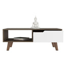 Coffee Table 2.0 Bull, One Drawer, Four Legs, Dark Brown / White Finish - Supfirm