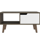 Coffee Table 2.0 Bull, One Drawer, Four Legs, Dark Brown / White Finish - Supfirm