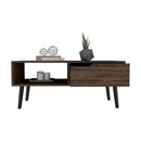 Coffee Table Bull, One Drawer, One Open Shelf, Four Legs, Dark Walnut Finish - Supfirm