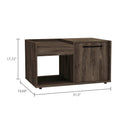 Coffee Table Dext, Single Door Cabinet, One Open Shelf, Dark Walnut Finish - Supfirm