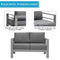 Comfortable Couch Grey Patio Outdoor Double Small Sleeper Sofa Furniture With Aluminum Frame - Supfirm