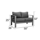 Comfortable Couch Grey Patio Outdoor Double Small Sleeper Sofa Furniture With Aluminum Frame - Supfirm