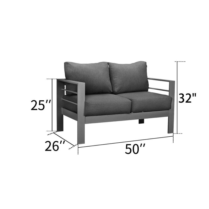 Comfortable Couch Grey Patio Outdoor Double Small Sleeper Sofa Furniture With Aluminum Frame - Supfirm