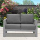 Comfortable Couch Grey Patio Outdoor Double Small Sleeper Sofa Furniture With Aluminum Frame - Supfirm