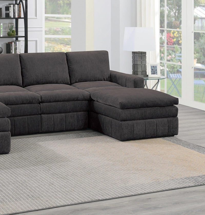 Contemporary 1pc Armless Chair Modular Chair Sectional Sofa Living Room Furniture Mink Morgan Fabric- Suede - Supfirm