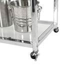 Contemporary Chrome Bar Serving Cart Silver Modern Glass Metal Frame Wine Cubbies Storage - Supfirm