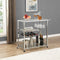 Contemporary Chrome Bar Serving Cart Silver Modern Glass Metal Frame Wine Cubbies Storage - Supfirm